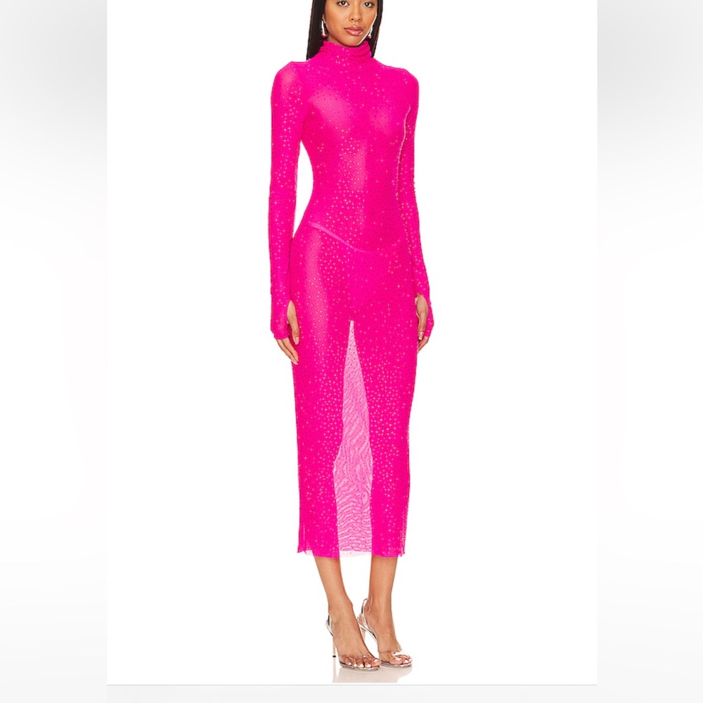 AFRM dress pink sheer Fuscia with pink slip and can be worn separately.